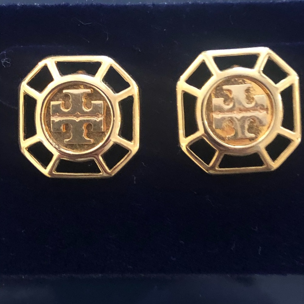 Tory Burch Logo Audrina Post Gold Earrings